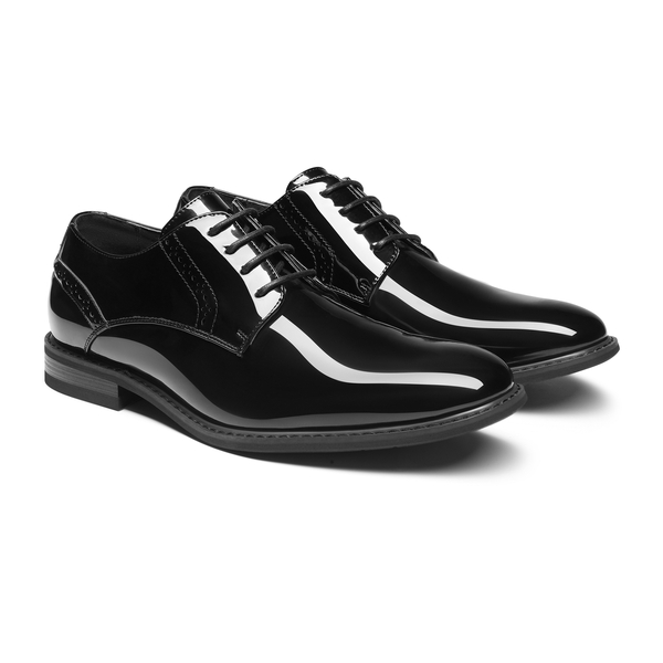 Men's Polished PU Leather Oxford Shoes - BLACK PAT - 5